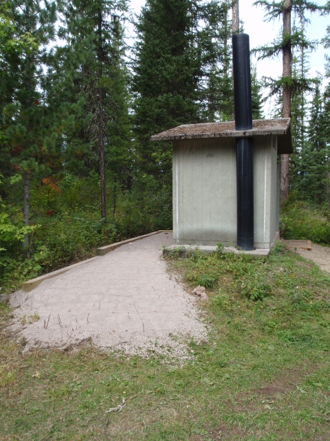 picture showing Accessible toilet with compacted gravel ramp.